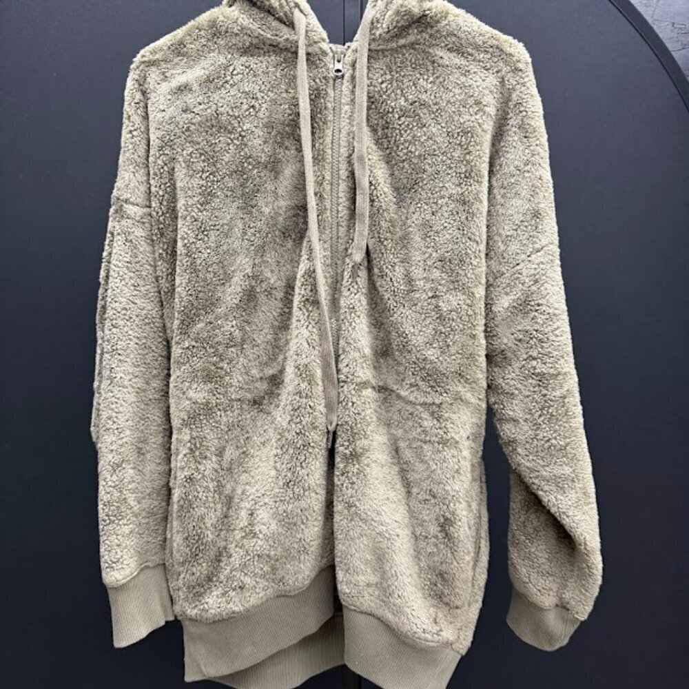 Aerie Sherpa Full Zip Hooded Jacket